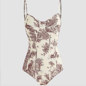 Brown and Beige Spaghetti Strap Bodysuit